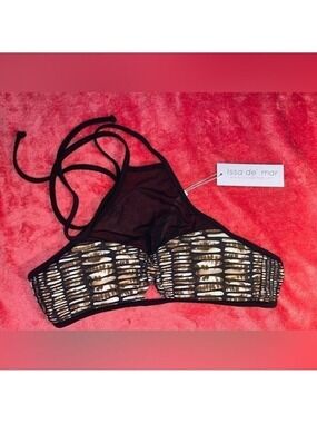 ISSA de Mar Top mesh swim top bikini snakeskin snake skin design